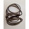 1 Mètre Cuir 06 mm Marron Foncé Strass Swarovski N°01