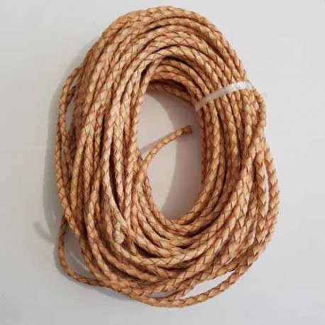 1 mètre Cordon rond cuir tressé 5 mm N°01