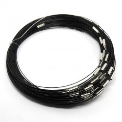 Collier tour de cou fil câblé rigide noir fermoir à visser N°02