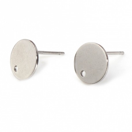 Supports Boucles d'oreilles puces ronde 12 mm en acier inoxydable