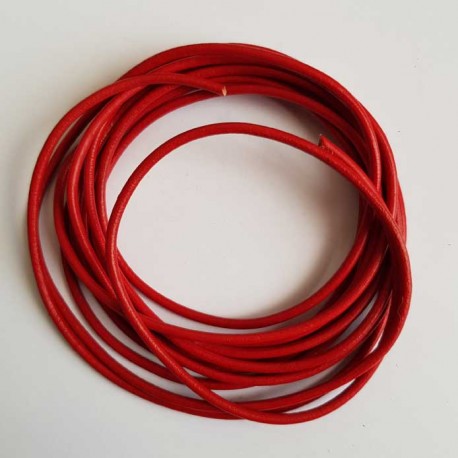 Coupe de Cordon Cuir Rond lisse Rouge 2.5 mm