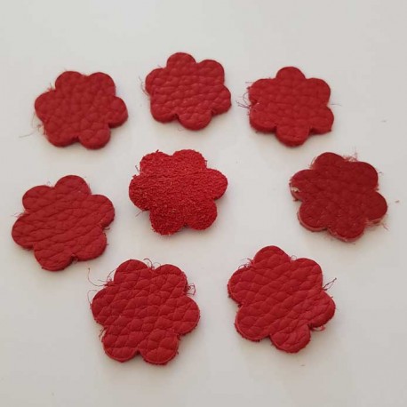 Lot Fleurs en Cuir Fleur 23 mm Rouge