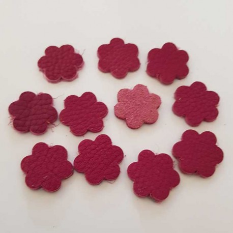 Lot Fleurs en Cuir Fleur 23 mm Fushia