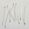 Tige / clou 40 mm à tête boule argent x 10 pièces