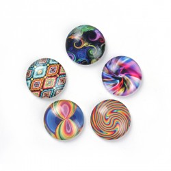Lot 10 cabochons verre rond 25 mm 95108