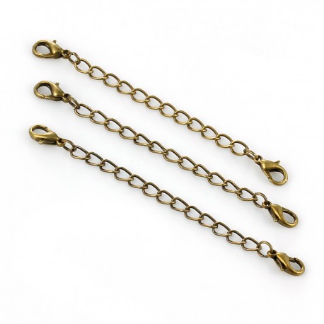 Chaîne d'Extension pour Collier Bracelet Bronze avec 2 Fermoirs Mousquetons