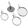Support cabochon boucle d'oreille 18 mm N°07 Argent Vieilli