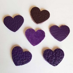 Lot cœurs en Cuir 22 mm Violet