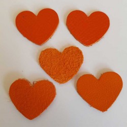 Lot cœurs en Cuir 22 mm Orange