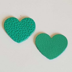 Lot cœurs en Cuir 22 mm Turquoise