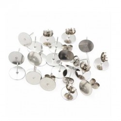 Supports Boucles d'oreilles puces ronde 10 mm N°02 en acier inoxydable