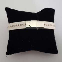 Bracelet cuir 10 mm Chaîne Bille ajustable au poignet