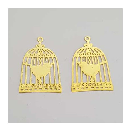 Breloque Oiseaux N°06 23 x 15 mm estampe cage