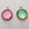 2 Pendentifs Cabochons 14 mm en Verre Fantaisie N°01