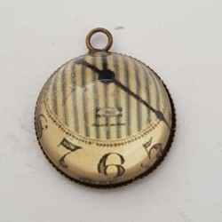 Pendentif Cabochon 20 mm en Verre Fantaisie N°10-02 Horloge