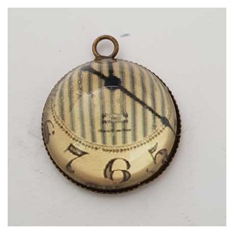Pendentif Cabochon 20 mm en Verre Fantaisie N°10-02 Horloge