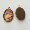 Pendentif Cabochon Ovale 25 x 18 mm en Verre Fantaisie N°02-02