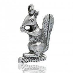 Breloque écureuil 3D Argent N°01