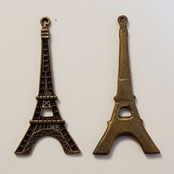 Breloque Tour Eiffel en Métal Argenté Couleur Bronze 54 x 26 mm