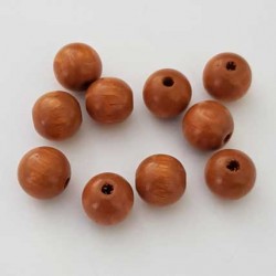 10 Perles Bois ronde 10 mm Marron N°01