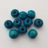 10 Perles Bois ronde 09 mm Turquoise N°01