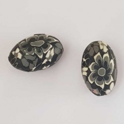 Perle Ovale pâte polymère 19 x 29 mm Fleur