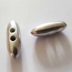 Perle ovale 2 trous en CCB  argent 36 mm 08 mm