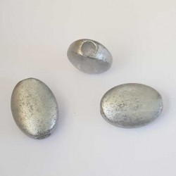 Perle ovale en plastique argenté 26 mm
