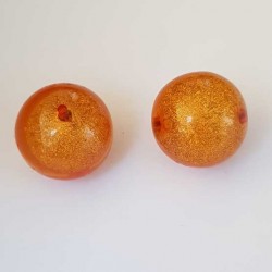 Perle Ronde 24 mm orange feuille d'or