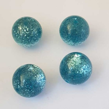 Perle Ronde 16 mm pailleté bleu