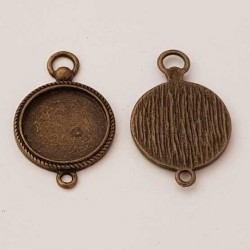 Support cabochon de 20 mm Bronze N°02, pendentifs cabochons 2 anneaux
