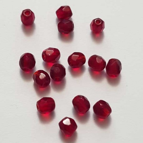 Perle Facette Ovale 04 x 04 mm N°05 Rouge 02