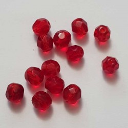 Perle Facette Ovale 06 x 06 mm N°08 Rouge 01
