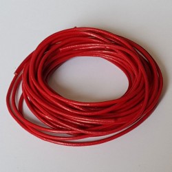 Cuir Rond 2 mm Par 1.20 Mètre Rouge