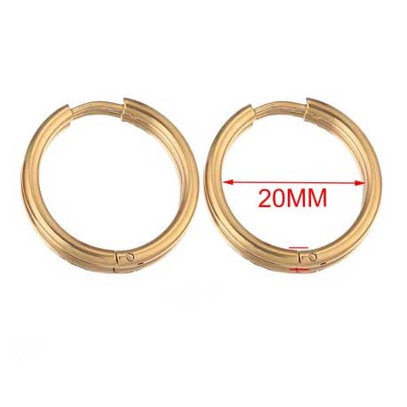 Support Boucle d'oreille Créole Huggie Acier Inoxydable Doré N°06-03 25 mm
