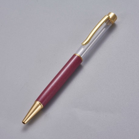 Stylo à décorer de perles tube vide à customiser doré vieux rose x 1 pièce