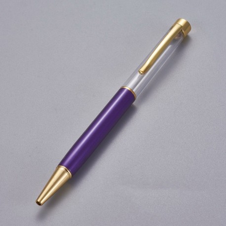 Stylo à décorer de perles tube vide à customiser doré indigo x 1 pièce