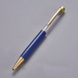 Stylo à décorer de perles tube vide à customiser doré bleu foncé 01 x 1 pièce