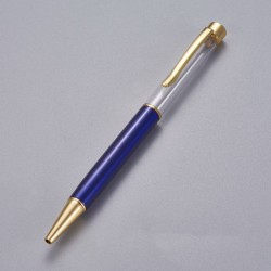 Stylo à décorer de perles tube vide à customiser doré bleu foncé 02 x 1 pièce