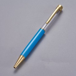 Stylo à décorer de perles tube vide à customiser doré bleu ciel foncé x 1 pièce