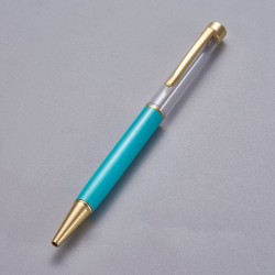 Stylo à décorer de perles tube vide à customiser doré turquoise x 1 pièce