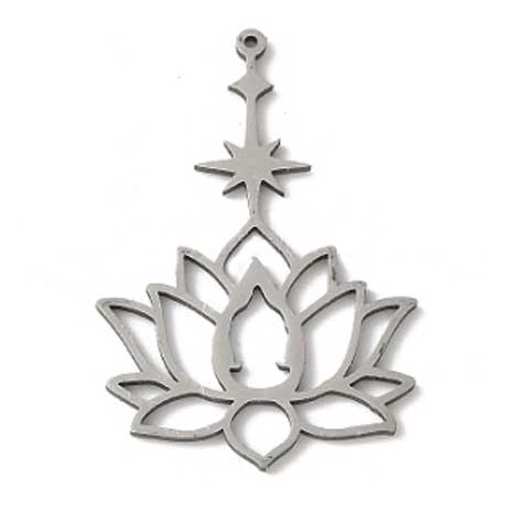 Breloque Lotus Etoile Acier Inoxydable