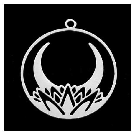 Breloque Ring Lune Acier Inoxydable