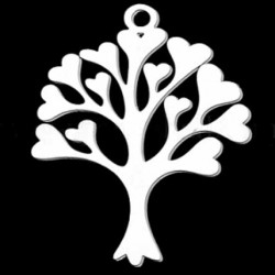 Breloque Arbre Coeur Acier Inoxydable