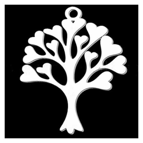 Breloque Arbre Coeur Acier Inoxydable