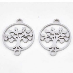 Connecteur Pendentif breloque Arbre De Vie N°04 en acier inoxydable