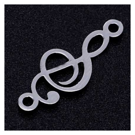 Connecteur Pendentif breloque Clé De Sol N°01 en acier inoxydable