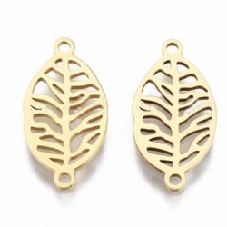 Connecteur Pendentif breloque Fleur Feuille N°01 en acier inoxydable