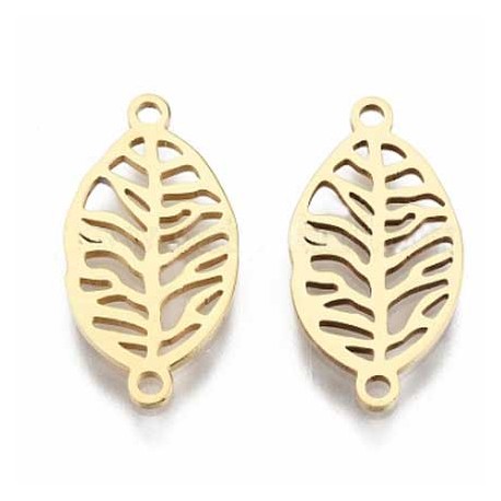 Connecteur Pendentif breloque Fleur Feuille N°01 en acier inoxydable