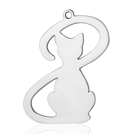 Breloque Chat N°01 en acier inoxydable